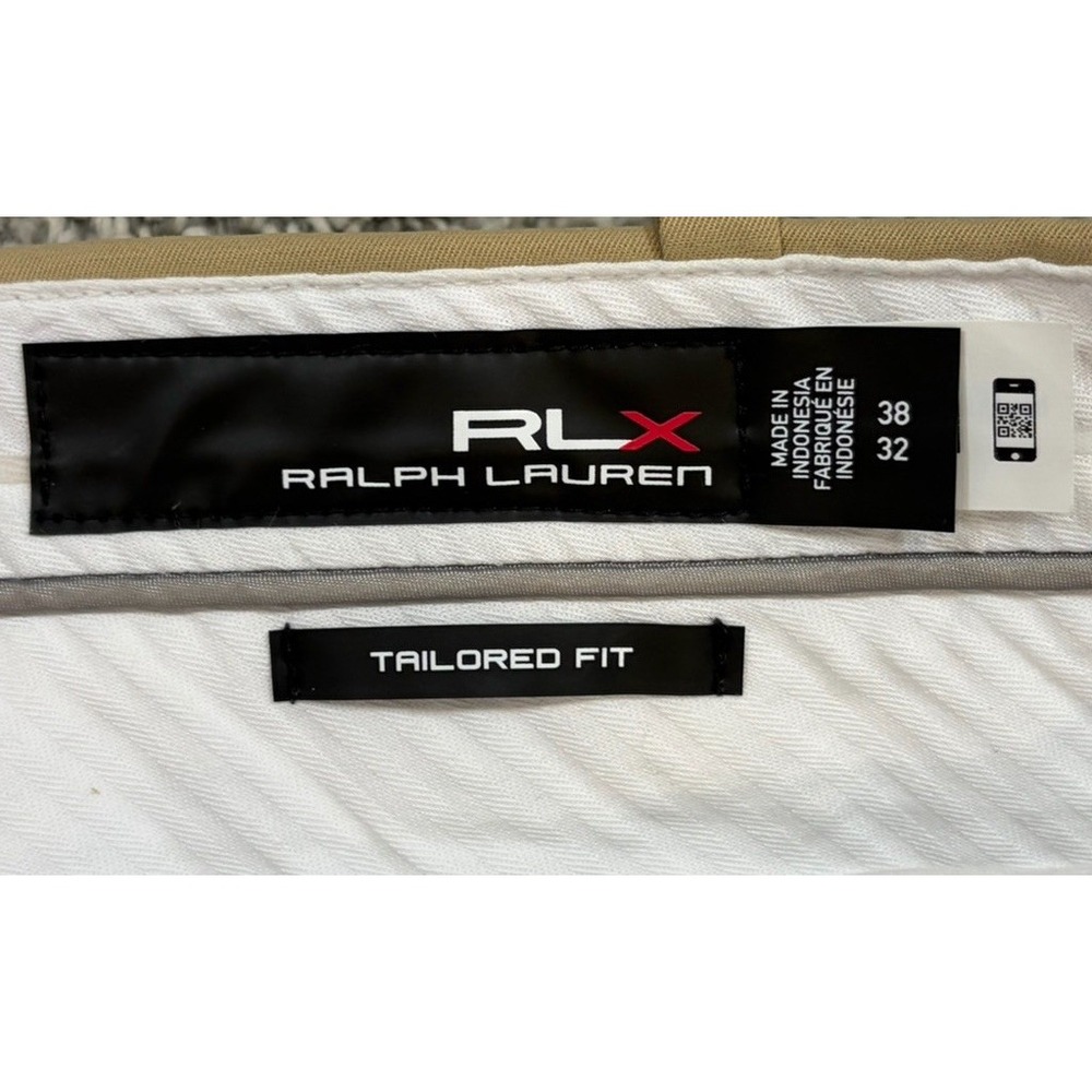 Ralph Lauren RLX Pants Mens 38x32 Khaki Tailored Fit Polyester Golf Dress Chino - Picture 2 of 7